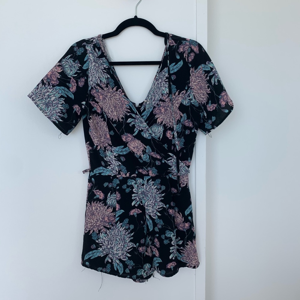 Hot Kiss Floral Wrap Romper